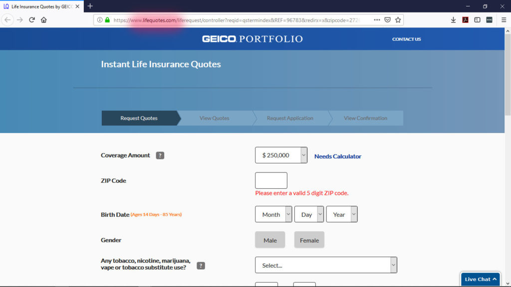 GEIGO life insurance quote tool via LifeQuotes